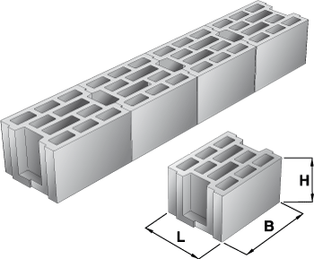 Solid-bottom concrete brick 3k 33x30x24
